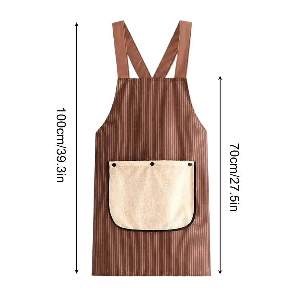 Kitchen Apron SWaterproof leeveless Cross Back Restaurant Uniform with Removable Hand Towel Anti-fouling Cooking Baking Bibs Oasis Select Khaki