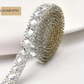 1Yard Glitter White Crystal Rhinestone Tape Trim Self-Adhesive Glass Appliques Diamond Sticker for Dress Shoe Adornment Ribbon Oasis Select D-12MM