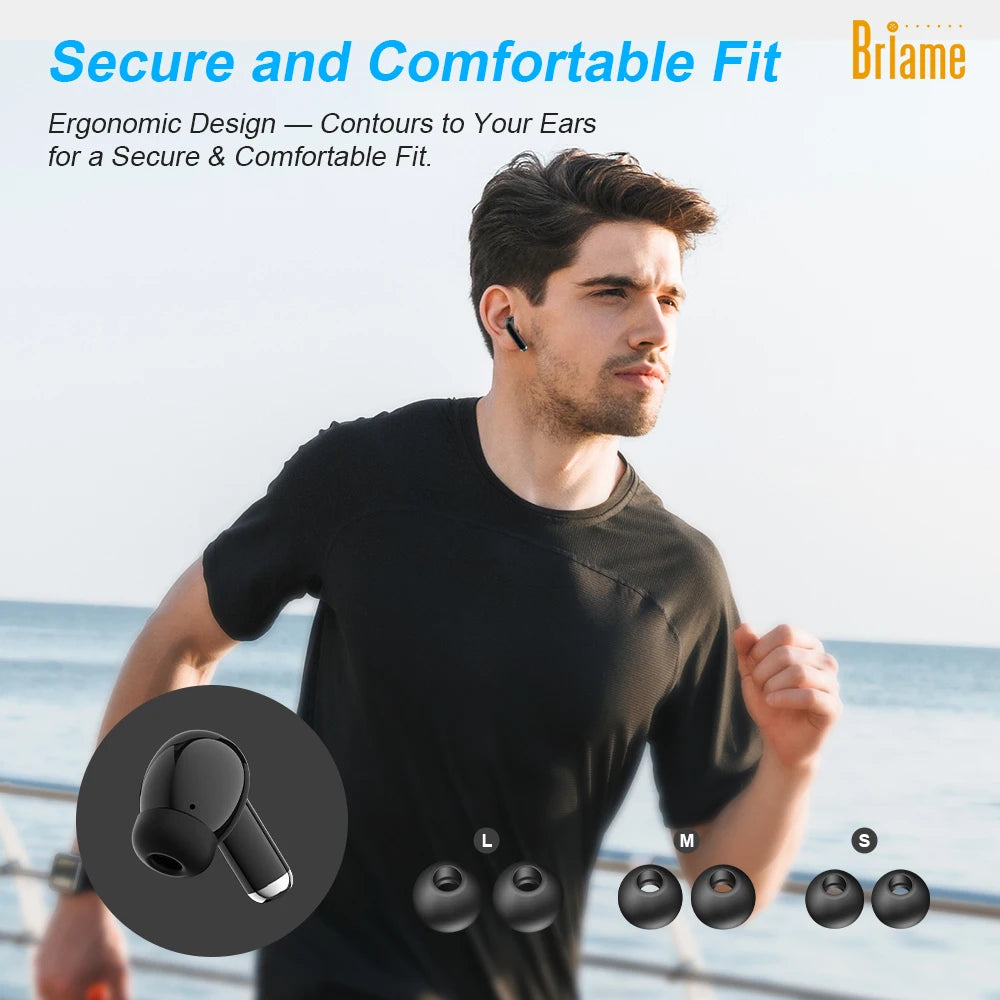 Briame Flip-Style Bluetooth Earphones Wireless Headphones with Microphone for Sports Running Earbuds with Mic In-Ear Headset Oasis Select