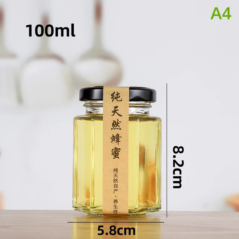 2Pcs Food Grade Empty Round Clear Glass Jar Seal Pot Honey Bottles Sauce Bottles With Metal Black Lid 45-730ML Kitchen Storage Oasis Select A4