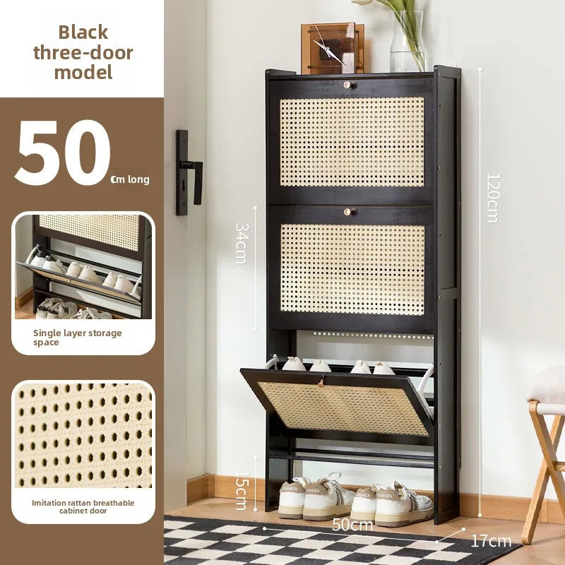 Household shoe cabinet door economical simple modern storage cabinet narrow large capacity tipping bucket small shoe rack Oasis Select Single 3-50