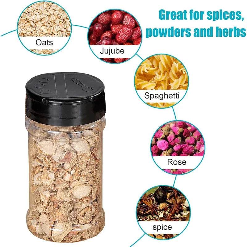 16pcs Spice Jars with Shaker Lids Labels Plastic Clear Seasoning Bottle for Herbs Powders Salt Pepper BBQ Condiment Box Oasis Select