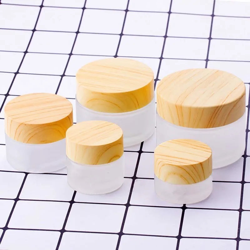 5g/10g/30g/50g Empty Glasses Cosmetic Makeup Jar Pots Frosted Sample Bottles Eyeshadow Face Cream Lip Balm Refillable Containers Oasis Select