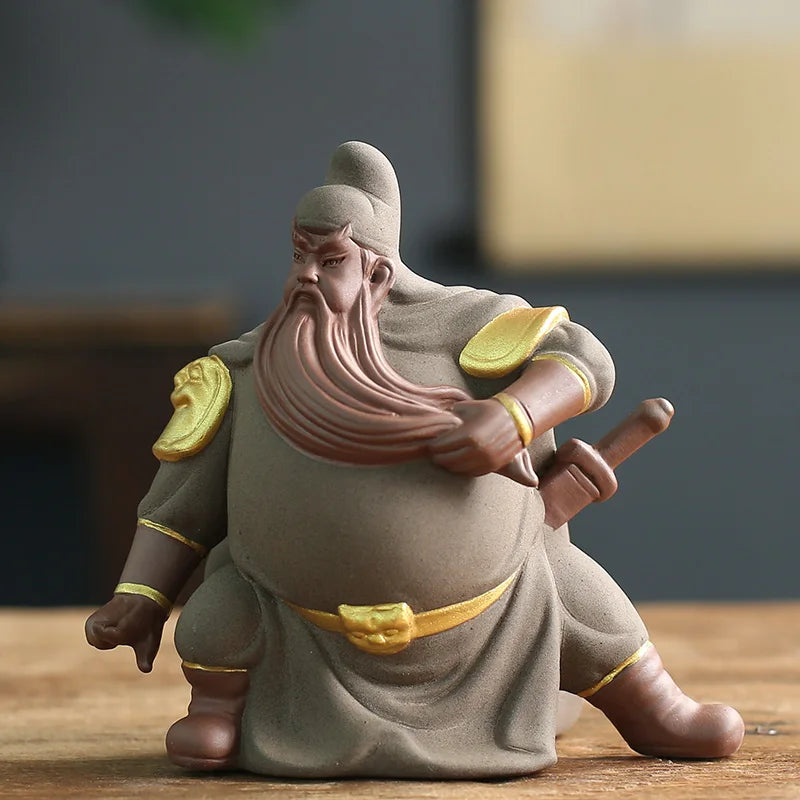 Purple Sand Tea Pet Decoration Zhongyi Guan Gong Creative Hand-carved Tea Pet Tea Tray Ceremony Crafts Oasis Select C