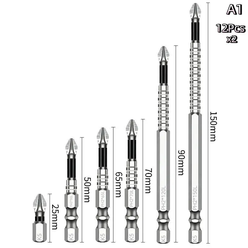 K5 Strong Magnetic Screwdriver High Hardness Bits Set Anti-Slip S2 Standard Non-slip Cross Head Electric Screwdriver Set Oasis Select A1