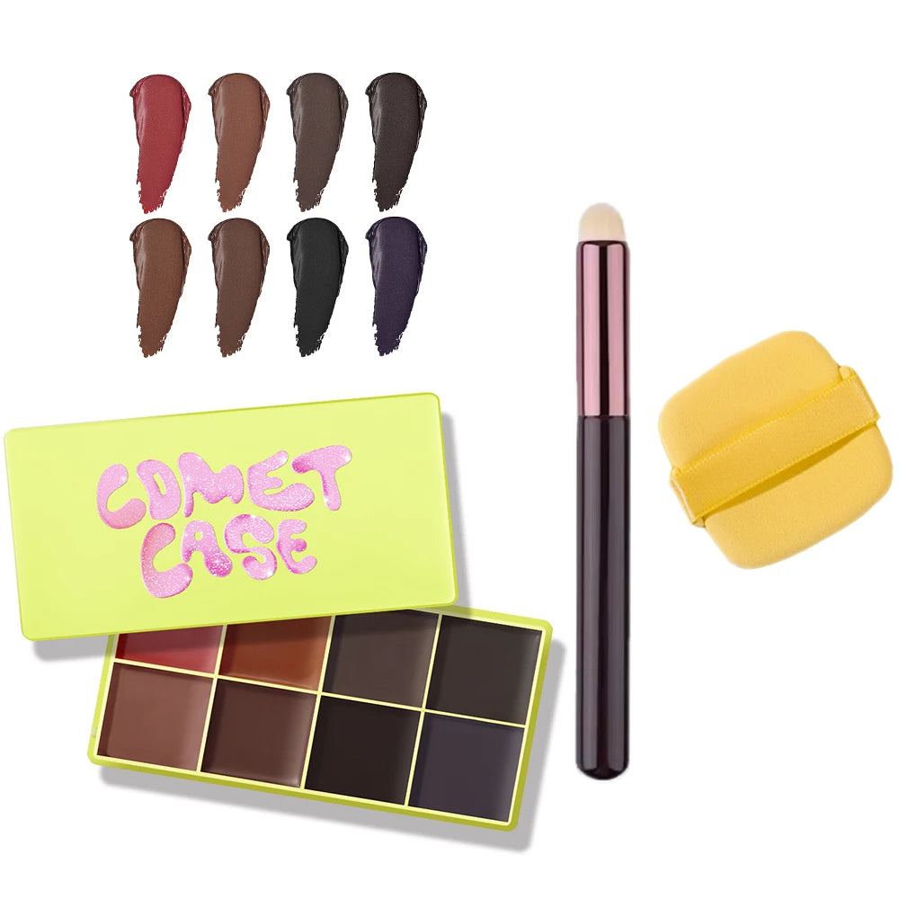 Multi Cream Eyebrow Blush Highlighter Palette Long Wearing Eyeshadow Palette Matte Shimmer Finish With Free Brush & Powder Puff Oasis Select 2Eyebrow cream