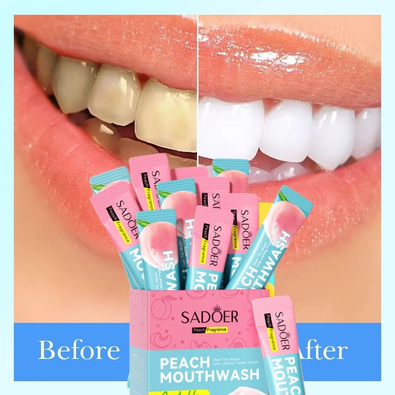 Peach Mouthwash Sticks 20-Pack – Fresh Breath Travel Rinse Travel Mouthwash Oasis Select