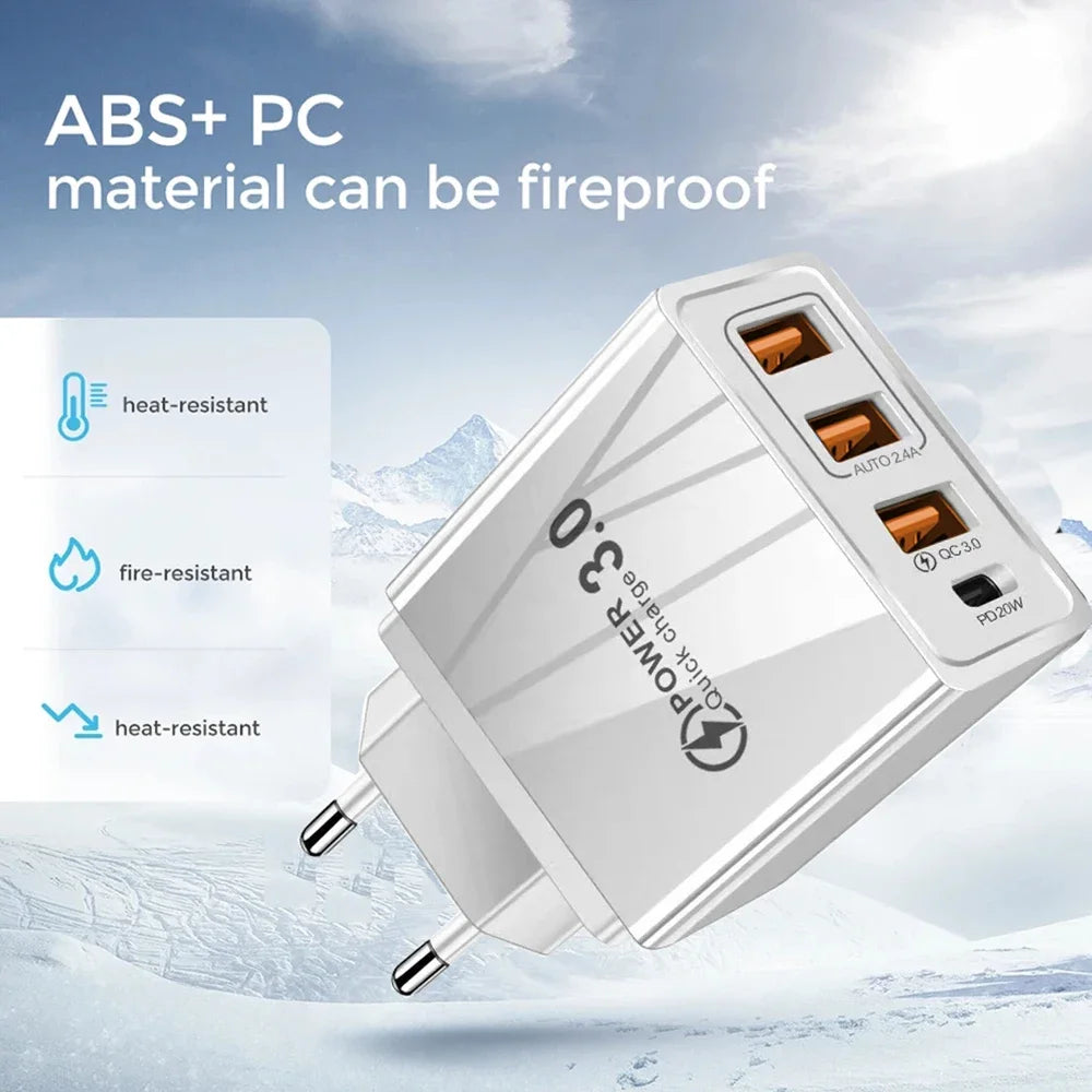20W USB Charger QC 3.0 Type C PD Fast Charge For iPhone 12 13 Max Samsung S21 Huawei Xiaomi Mobile Phone EU/US Plug Wall Charger Oasis Select