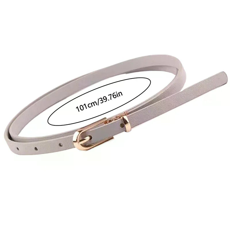 1PC Fashion Black White Gray Women Belts Thin Skinny Waistband Pin Buckle Adjustable Belt Summer Dress Jeans Strap Pu Belts Oasis Select