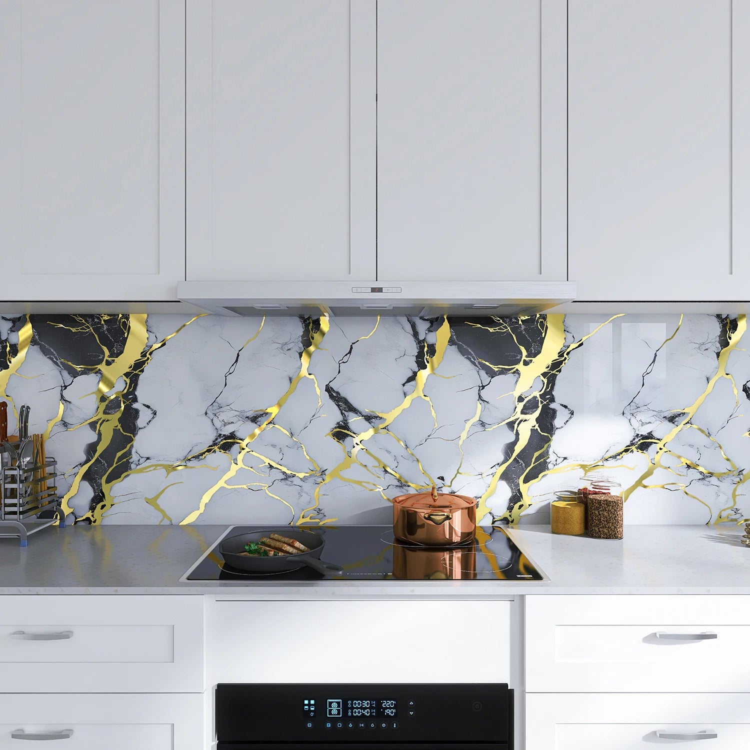 Hot Stamping Marble Pattern PVC Self-Adhesive Oil-Proof Sticker Suitable Kitchen Wall And Decorative Background Wall Sticker. Oasis Select