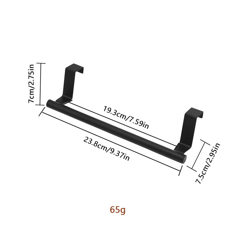 1 Pcs Towel Rack Over Door Towel Bar Hanging Holder Stainless Steel Cabinet Black Towel Rag Shelf Hanger for Bathroom Kitchen Oasis Select