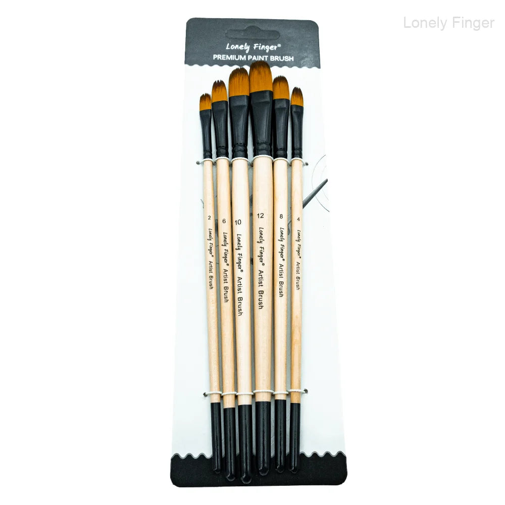 6pcs Paint Brushes Set, Artist Brush for Acrylic Oil Watercolor Gouache Artist Professional Painting with Synthetic Nylon Oasis Select 6pcs Wood Filbert