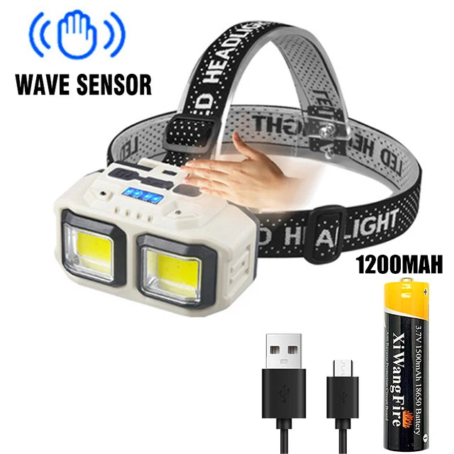 KDULIT LED Headlamp 4 Modes Sensor Type-C Rechargeable IPX4