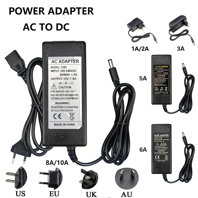 Transformer AC 220V 110V TO DC 12V 1A 2A 3A 5A 6A 8A 10A Transformer AC DC 220 V 110 V TO 12 V For LED Strip Light Bar Tube Lamp Oasis Select 8A AU Plug