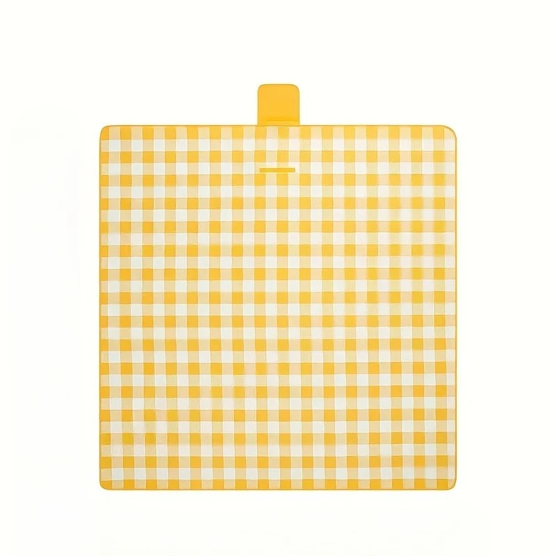 Sand Protection Picnic Blanket Yellow and White Checkered Design with Outdoor Picnic Mat Foldable Durable Non-Woven Fabric Oasis Select 200x300cm