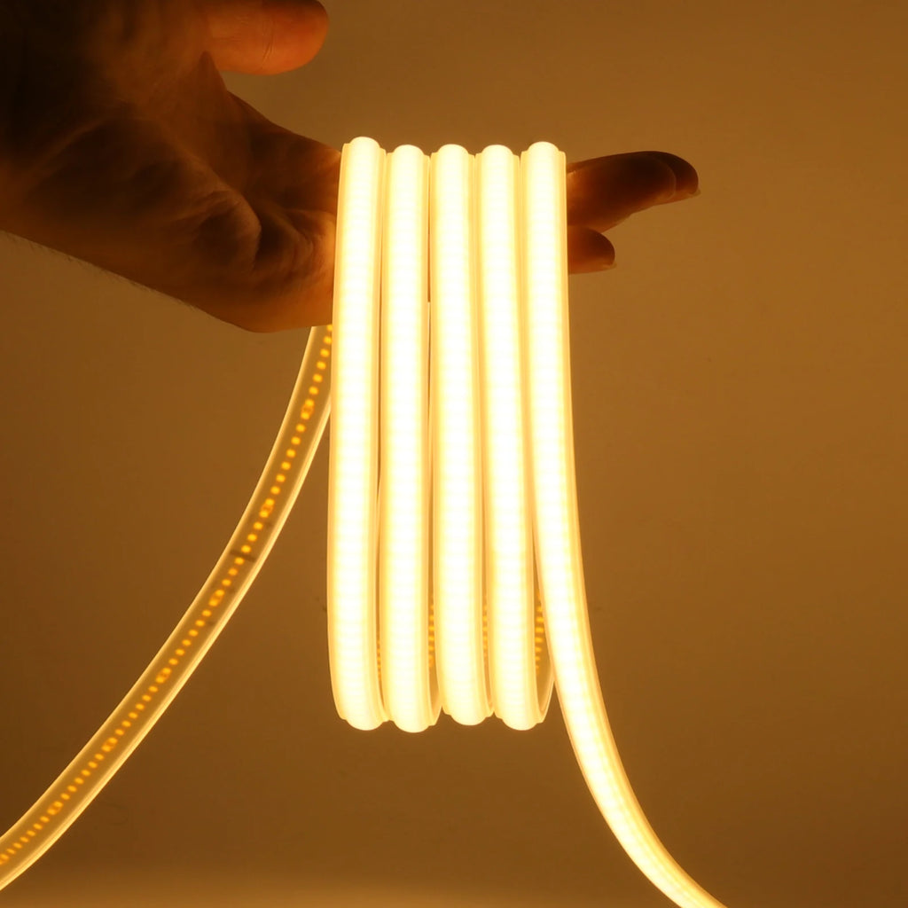 COB LED Strip Wall Lights AC 110V 220V Waterproof EU/US Kit High Brightness Flexible Ribbon for Garden Home Party Ambinet Decor Oasis Select