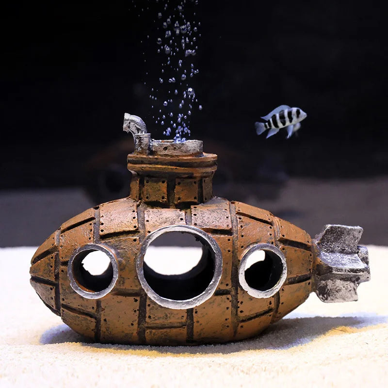 Resin Submarine Aquarium Decoration Fish Shrimp Shelter Hideout Cave Aquatic Ornament Fish Tank Landscaping Background Accessori Oasis Select