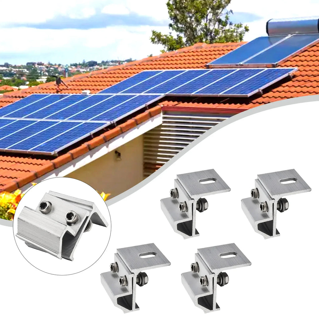 Aluminum Alloy Clamps Solar Panel Clamp Roof Mounting Silver Versatile Installation Anodized Treatment For Houses Oasis Select
