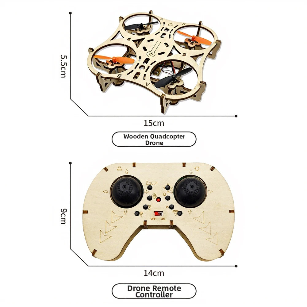 DIY Wooden Drones Model Kit with Intelligent Hovering Function Remote Control Distance 50-70m Battery Life 5-7min Oasis Select