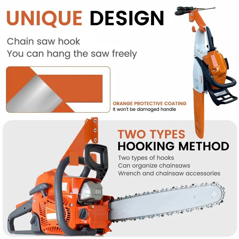 Heavy Duty Metal Chainsaw Wall Mount Hanger | Garage Storage