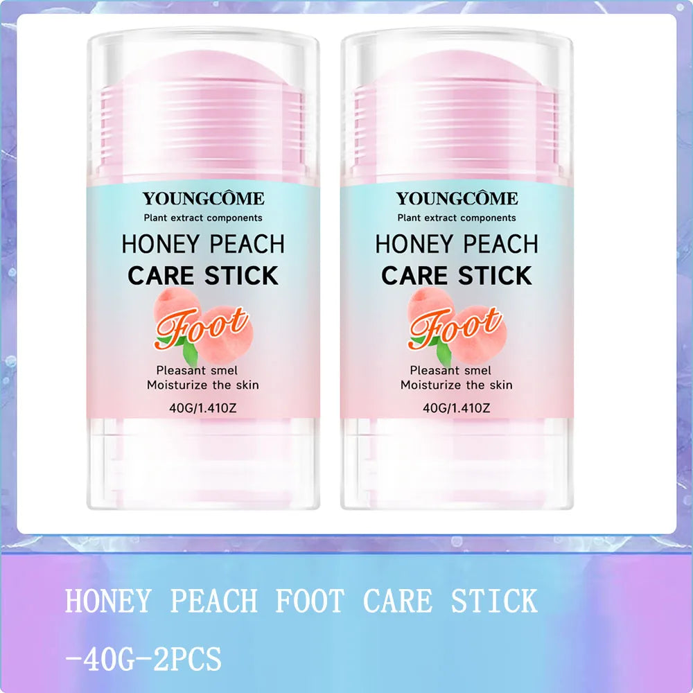 Honey Peach Foot Care Cream - 72H Moisturizing & Crack Repair, Natural Anti-Odor Formula, Portable Heel Balm for Dry/Calloused Oasis Select 40G-2PCS