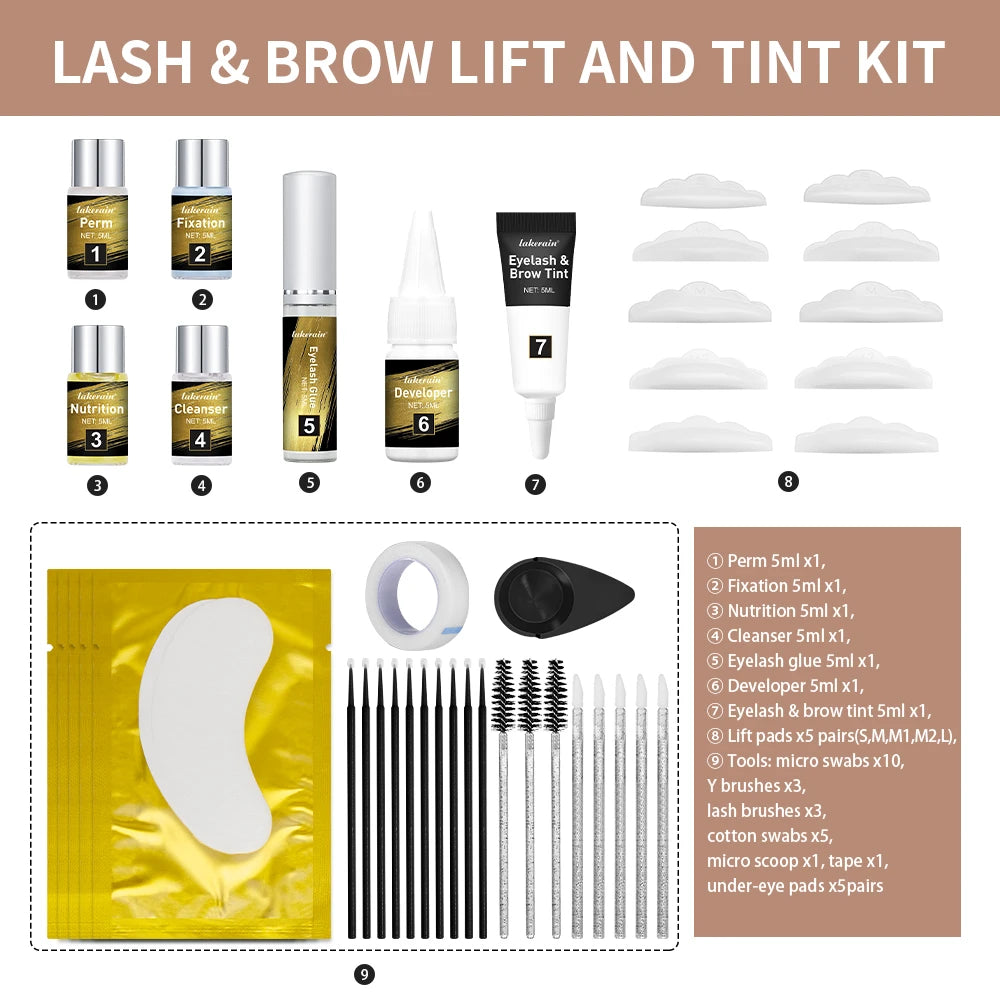 Pro Lash And Brow Tinting Kit For Lash Brow Lift Perm Fixation Setting Curled Lashes Long-lasting Set 4-6 Weeks Lash Curler Perm Oasis Select