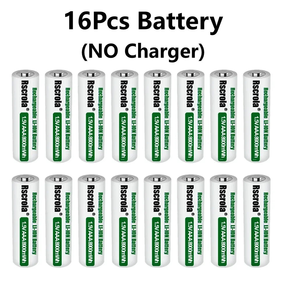 1.5V AAA8900mWh rechargeable battery New AAA lithium battery long life for Mouse Flashlight Fan Game Machine electric toy Oasis Select 16P AAA NO Charger 1.5V