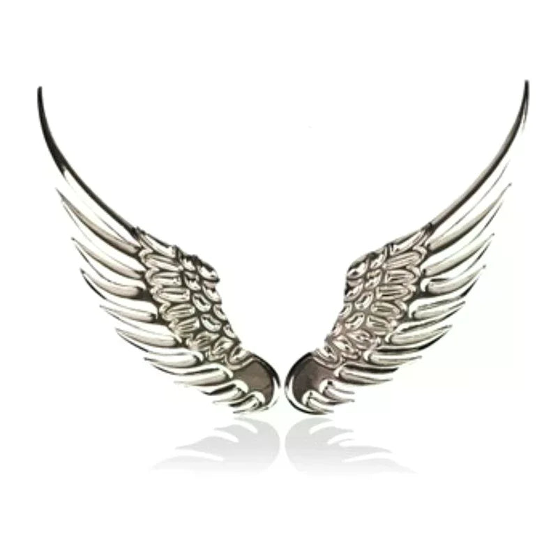 1pair Car Auto Motorcycle Body Sticker 3D Eagle Angel Wings Badge Style ABS Decals Silver/Gold Exterior Accessories Oasis Select