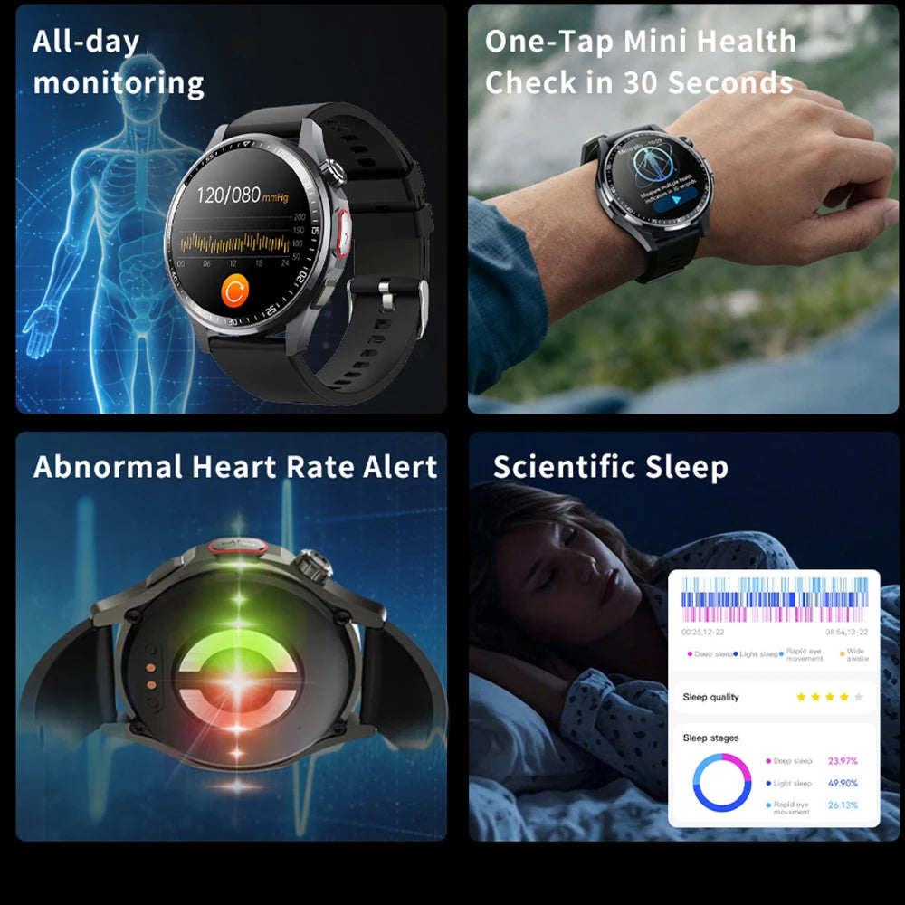 Men Smart Watch Ultra HD Screen ECG Health Monitoring All Day Fall Detected SOS Alert Heart Rate Fitness Sports Smartwatch Women Oasis Select