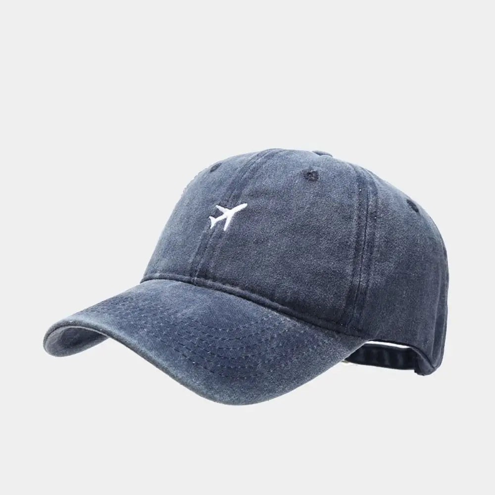 Washed Cotton Airplane Embroidered Baseball Cap Hip Hop Adjustable Peaked Cap Distressed Sunscreen Plane Dad Hat Oasis Select