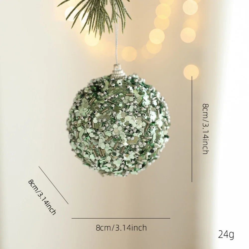 Green Glitter Foam Christmas Ball Ornament | Tree Hanging Decor