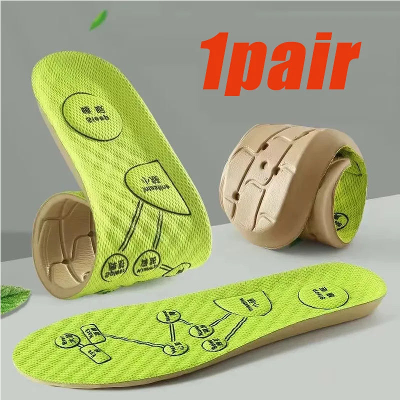 1-6pairs Foot Acupressure Insole Men Women Soft Breathable Sports Cushion Inserts Sweat-absorbing Deodorant Insole Shoe Pads Oasis Select 1pairs-Green 41-42
