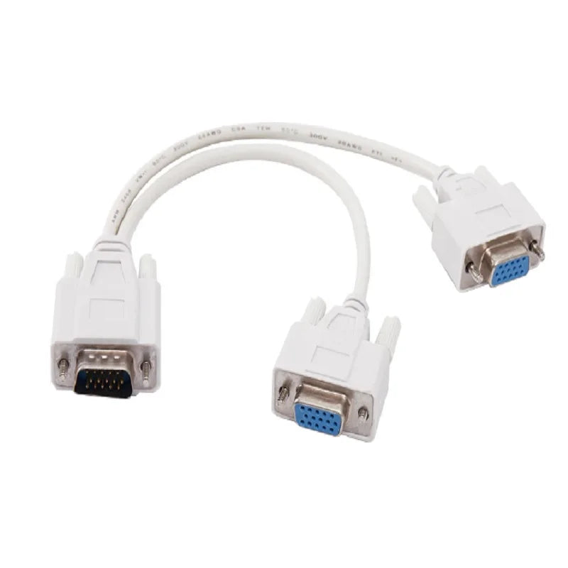 25cm 15Pin VGA Splitter Cable 1 to 2 VGA Cable DB9 15Pin VG 1 Male to 2 Female Data Cable Oasis Select