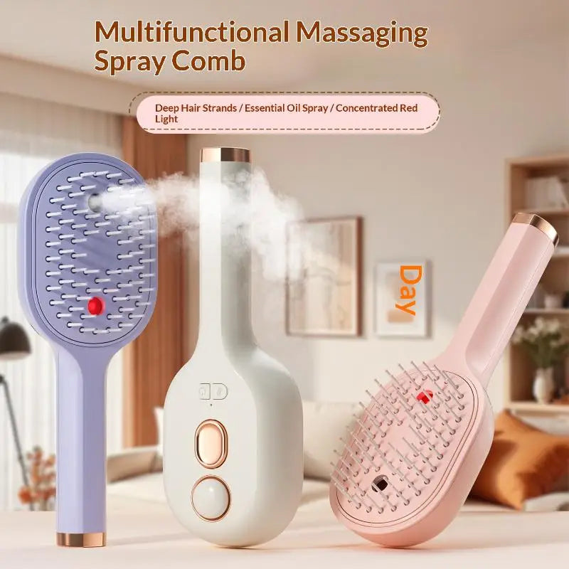 Electric Steam Spray Hair Brush | USB-C Anti-Frizz Styling Comb