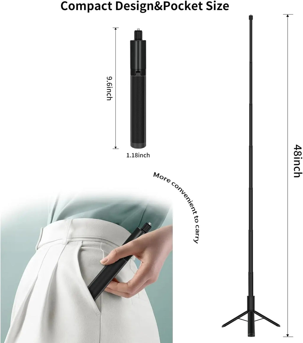 120cm Invisible Selfie Stick Tripod for GoPro, DJI & Insta360