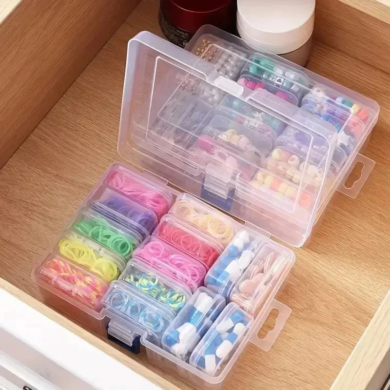 Transparent Plastic Box, Packaging Box, Female Jewelry Portable Handheld Diy Handmade Material Desktop Storage Set Box Oasis Select