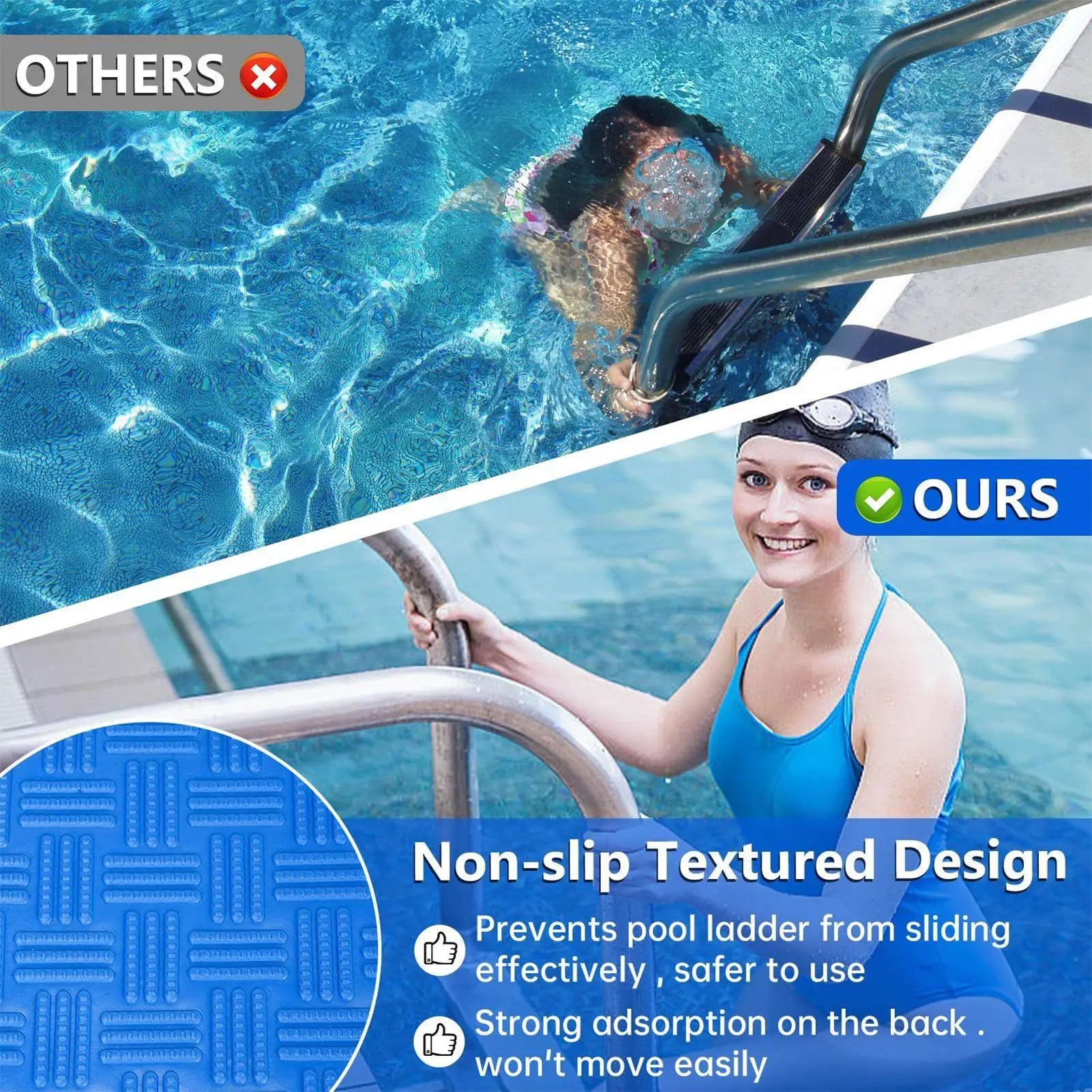 Pool Ladder Mat Non-Slip Kitchen Mat Pool Stair Protective Pad for Summer Hotel Resort Play Area Camping Backyard Garden Yard Oasis Select