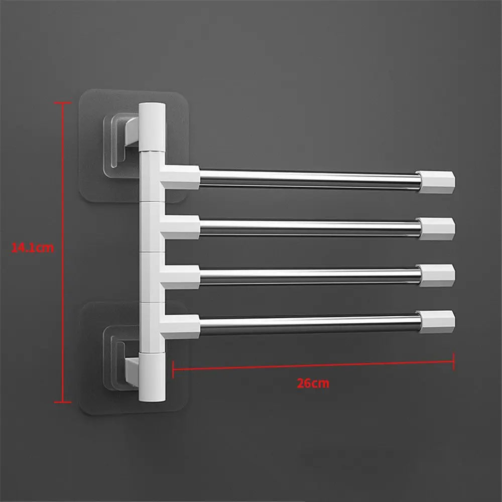 1Pc Silver Aluminum Swing Arms Towel Rack Save Space 2-8-Bar Towel Hanger Wall Mounted Bracket Hanging Holder Bathroom Tool Oasis Select 4 Bar