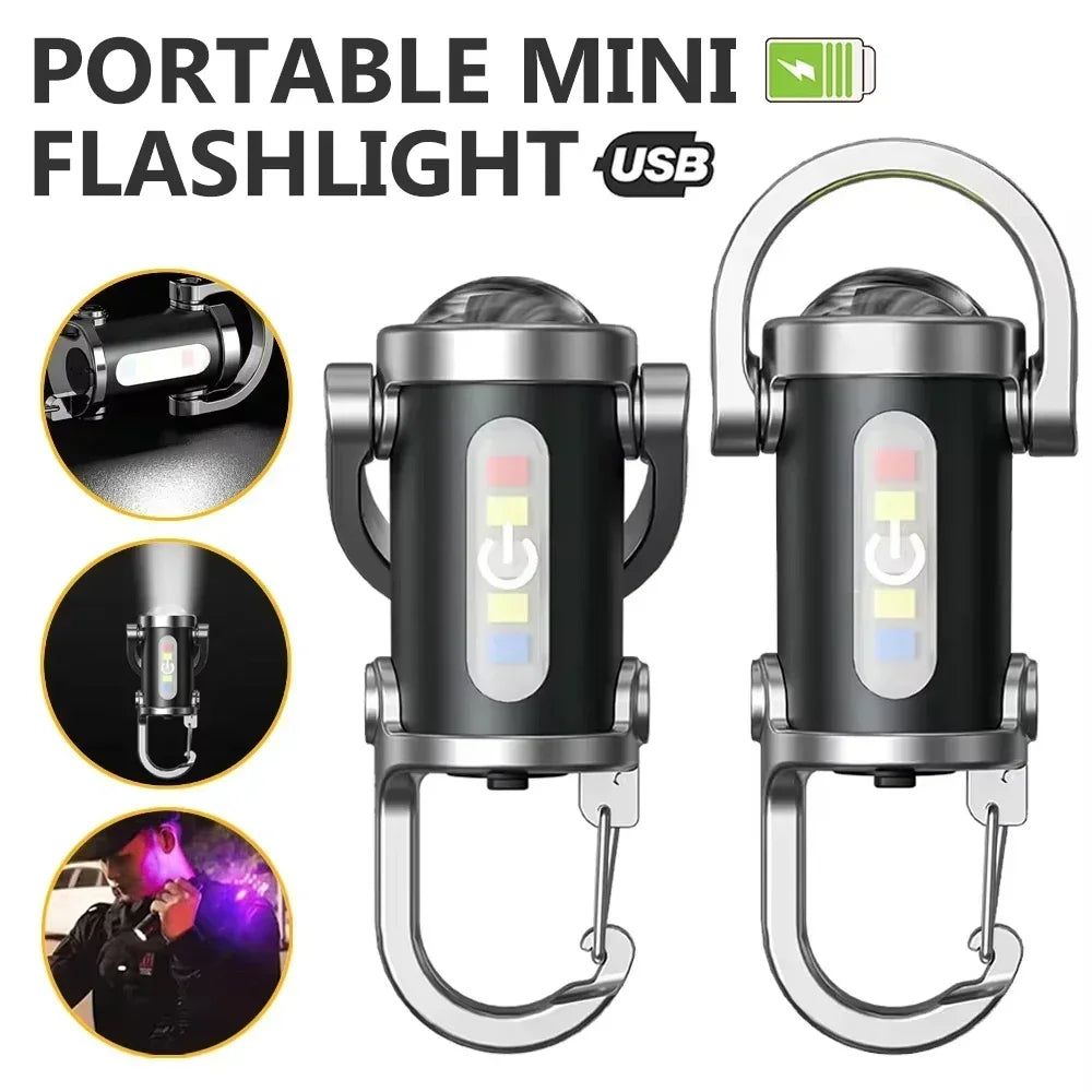 Mini Keychain Flashlights LED Side Light USB Rechargeable Torch COB Work Lamp Ultra Bright Portable Lantern for Camping Hiking Oasis Select
