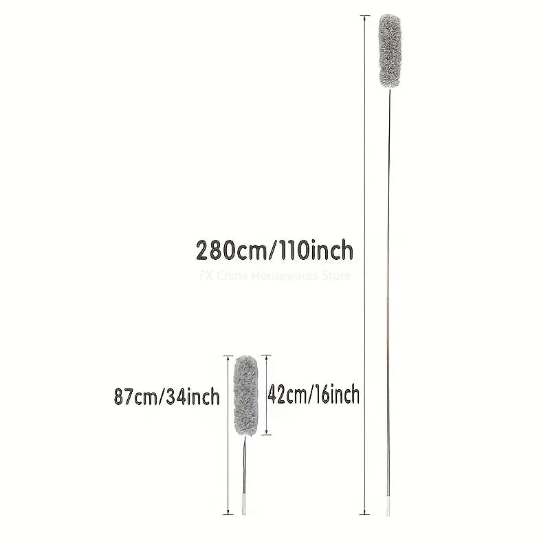 2.8M Extended Chicken Feather Duster Extendable and Curved Ceiling Cleaning Broom Household Electrostatic Dust Collector Oasis Select