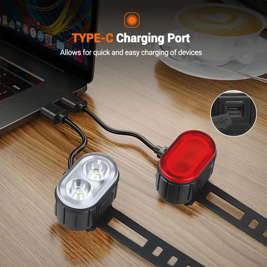 COB Bike Taillights USB Rechargeable Bicycle Safety Warning Light MTB LED Front Rear Headlight Waterproof Cycling Lamp Set Oasis Select