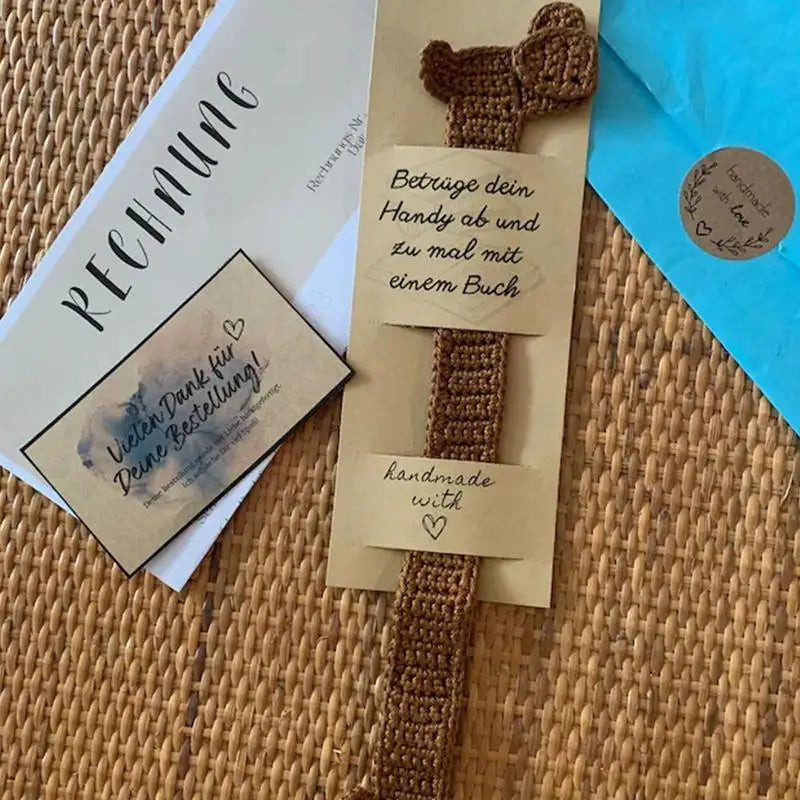 Crochet Bookmarks Knitted Brown Dog Bookmark Beautiful Crochet Animal Book Mark Reading Accessories Dachshund Bookmarks gift Oasis Select