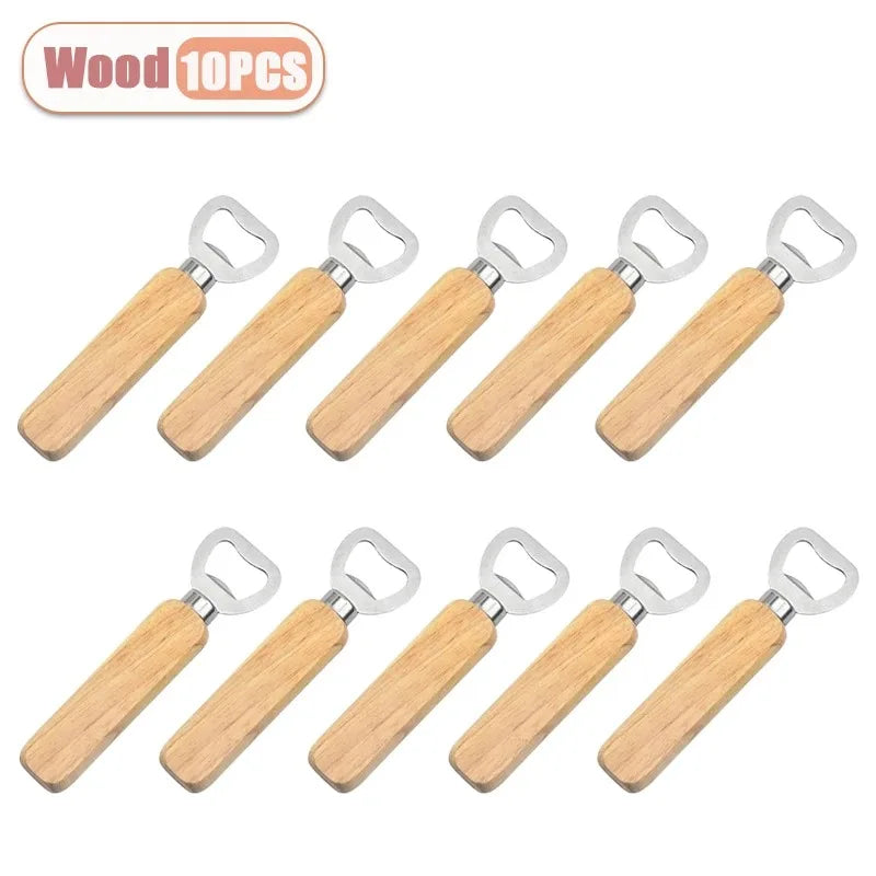10-Pack Wooden Beer Bottle Openers – Bar, Kitchen & Party Bottle Opener Set Oasis Select black