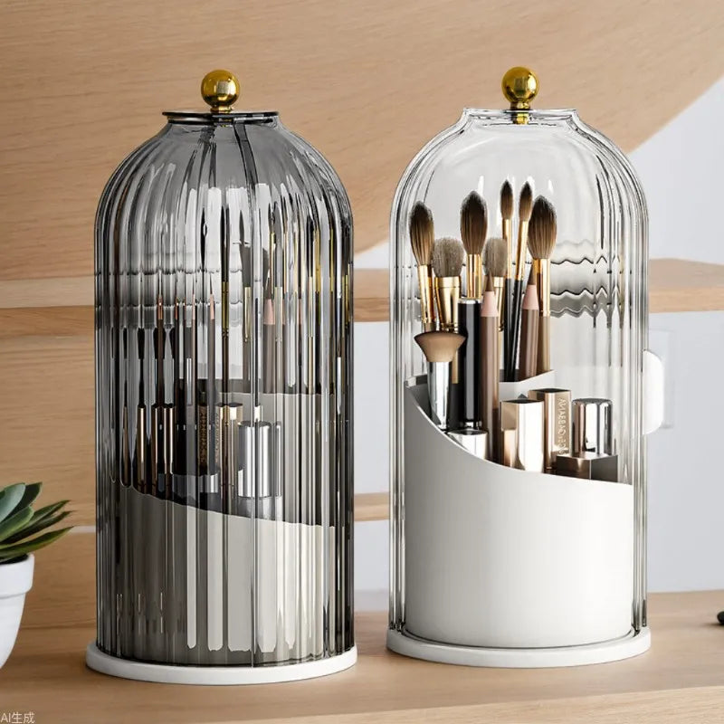 Bird Cage Pen Holder Storage Rack Dustproof Divider Desktop Cosmetic Storage Box Rotating Storage Container Dresser Oasis Select