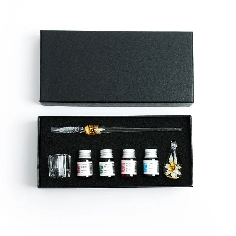 Flower glass dipping pen, student stationery, glass pen, crystal glass pen, birthday gift pen set Oasis Select 12
