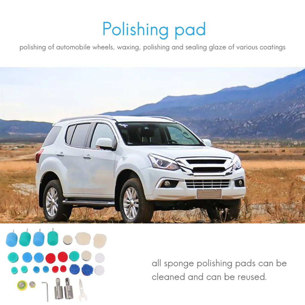 LIKE WISH Mini Detail Polisher Shaft, Car Foam Drill Polishing Pad Kit With 5/8Inch&M14 Thread, For Rotary Tool/Polishing Machin Oasis Select random colors