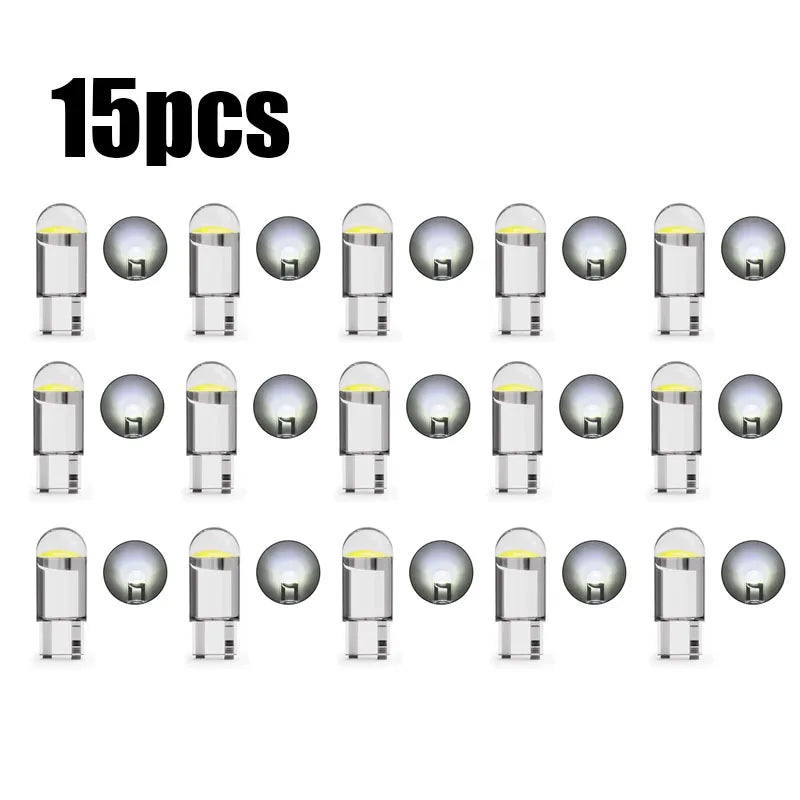 5/10/15pcs 5W LED Canbus T10 Car Lights COB Glass Interior Parts Bulbs 6000K White Auto License Plate Lamp Dome Read Light 12V Oasis Select 15pcs White