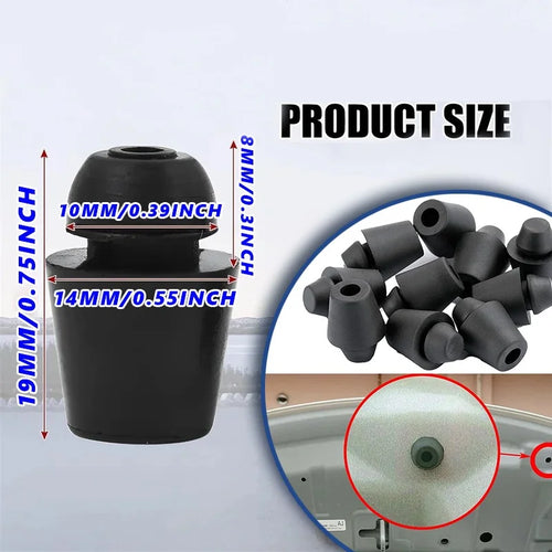 10 Pcs Black Rubber Car Bumper Door Overslam Door Buffer Block Runk Tailgate Engine Cover Cushion Pad for Car Accessories Oasis Select