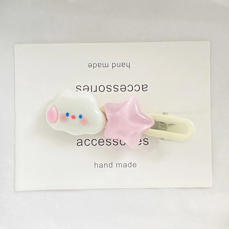 Lovely Sweet Cloud Star Hair Clip Cute Pink Pentagram Hairpin Girly Side Bang Clips Headwear Hair Accessories Oasis Select