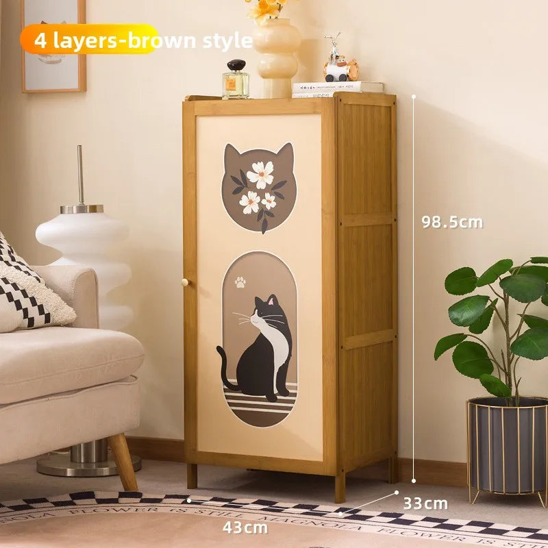 Bookshelf Floor-to-ceiling simple living room Small storage cabinet Household storage cabinet With door Crack storage cabinet Oasis Select Primary 4-43